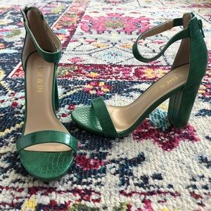 Green Croc Ankle Strap Heels